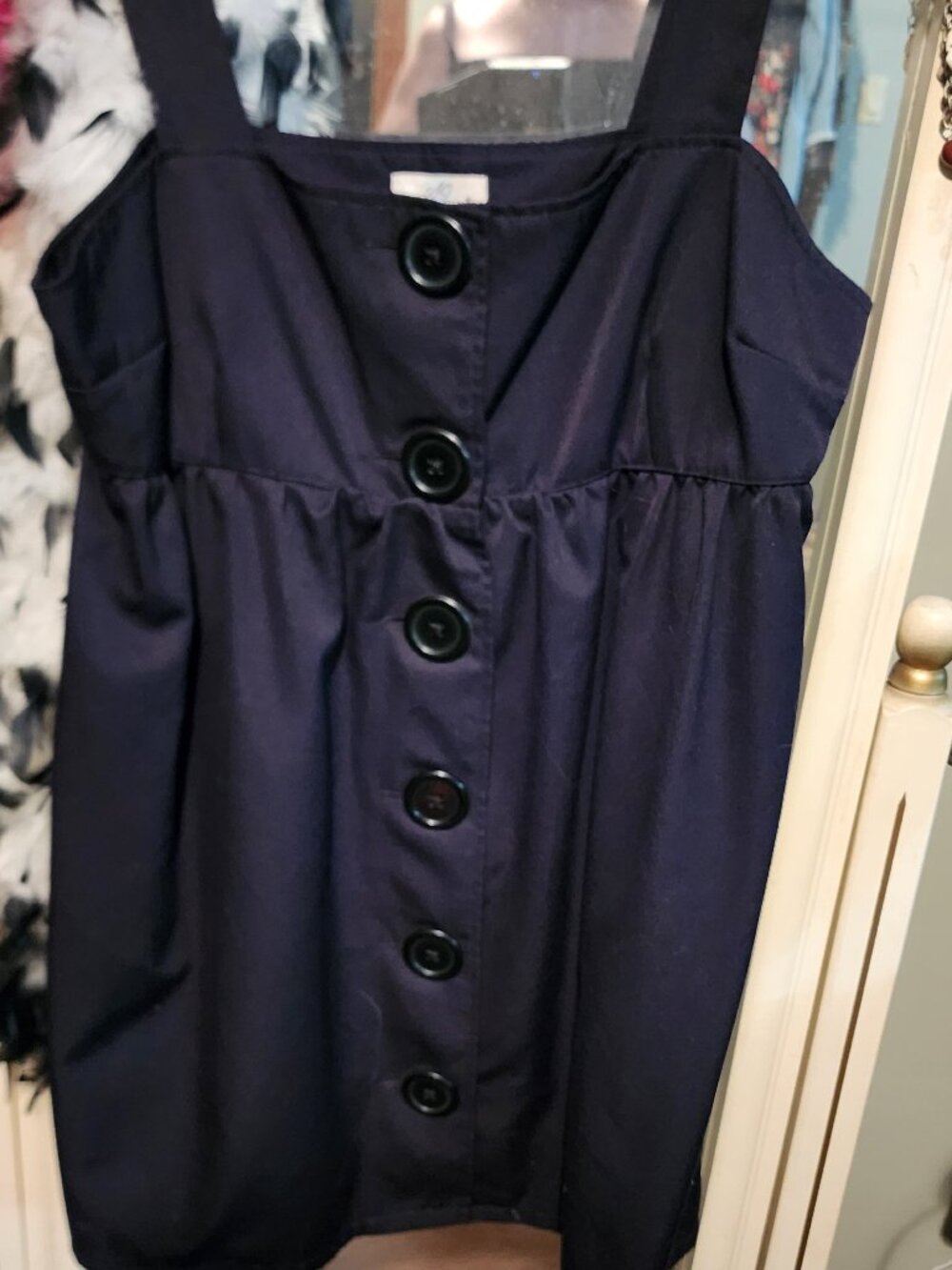 Black large button dress